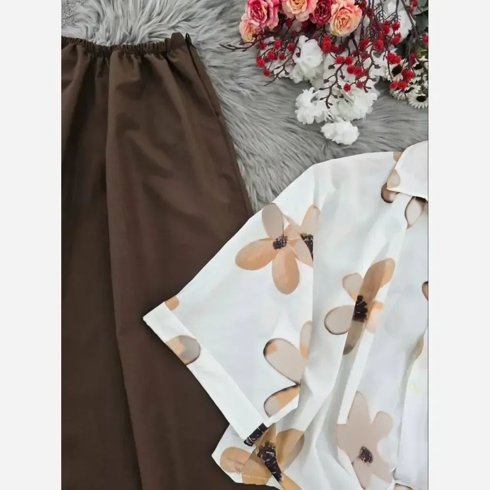 ست شومیز گره ای و دامن همتا فری سایز بوگاتی و لنینت