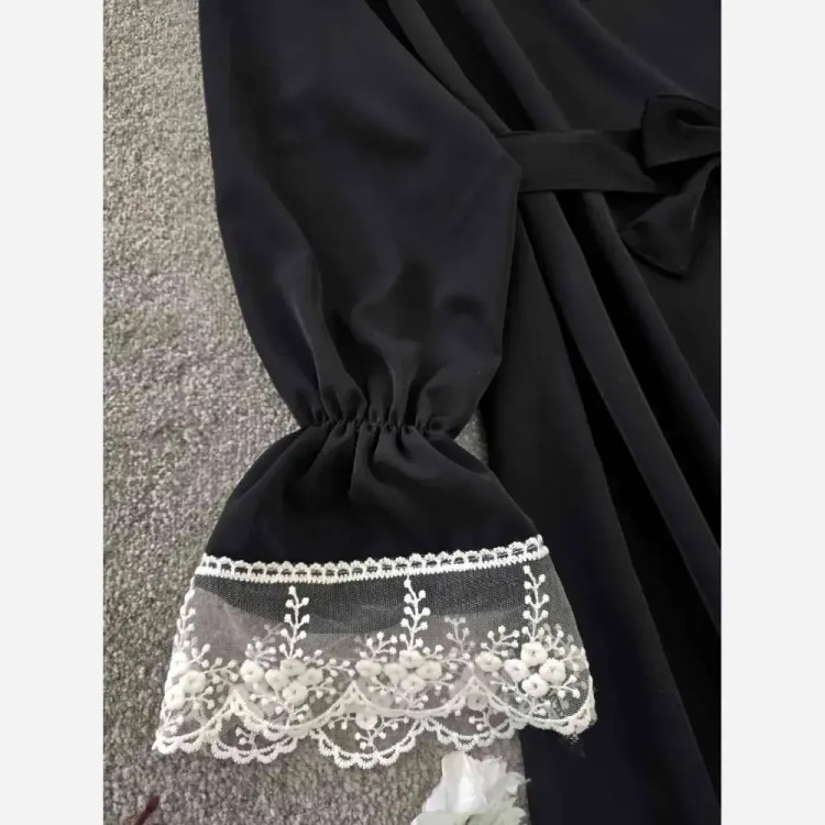 پیراهن عبایی محبوبه جنس الیزه مشکی فری سایز
