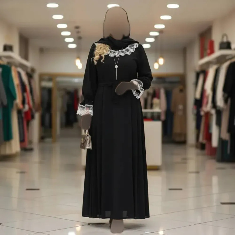 پیراهن عبایی محبوبه جنس الیزه مشکی فری سایز