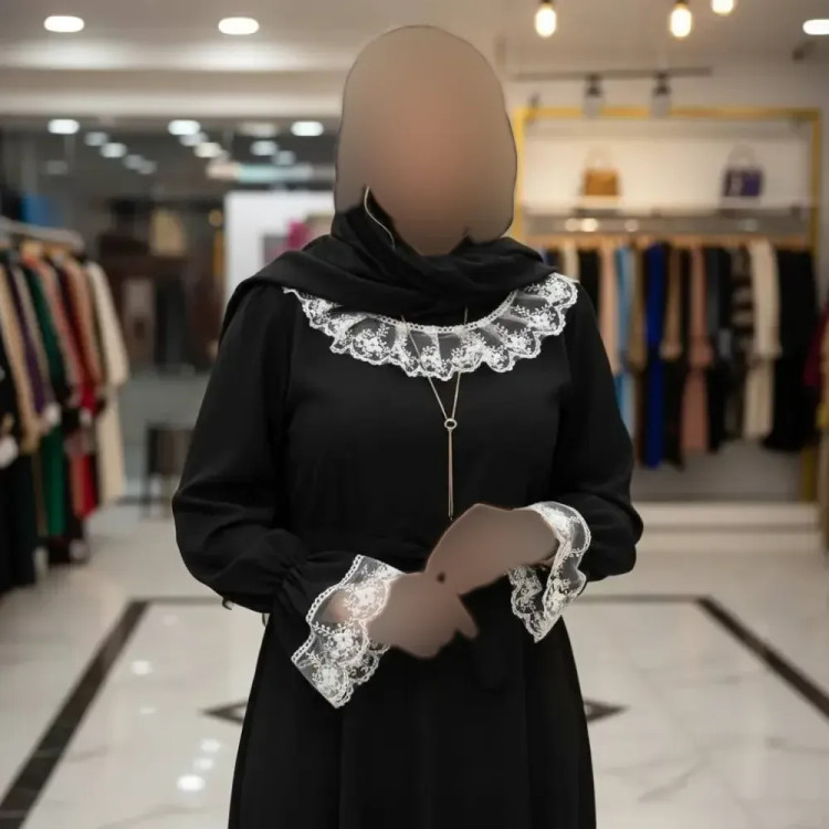پیراهن عبایی محبوبه جنس الیزه مشکی فری سایز