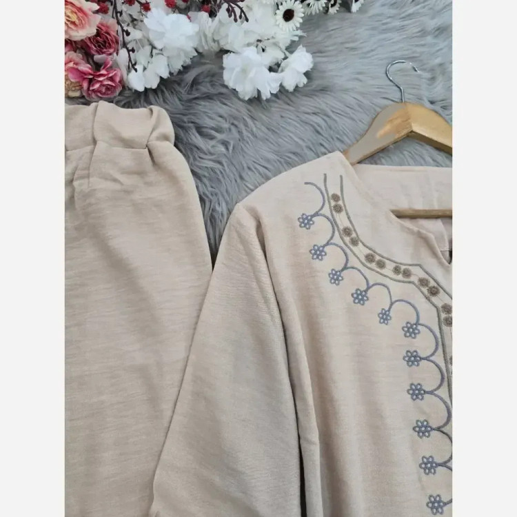 ست تونیک شلوار گلدوزی شده شانتون فری سایز