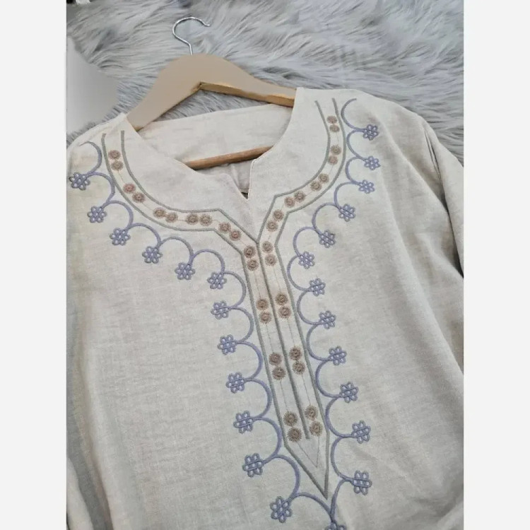 ست تونیک شلوار گلدوزی شده شانتون فری سایز