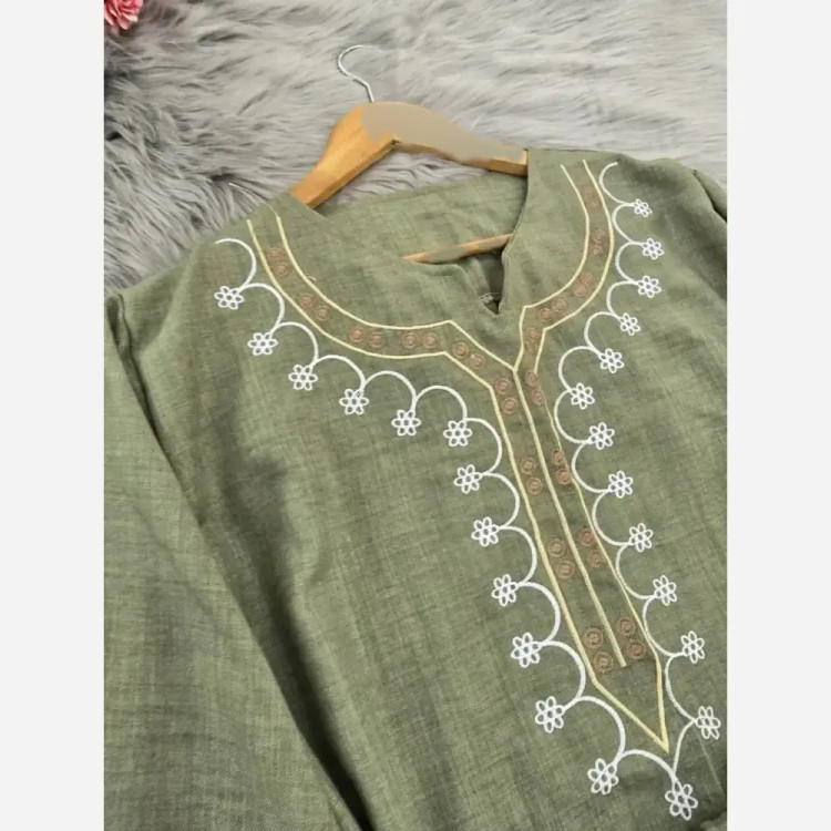 ست تونیک شلوار گلدوزی شده شانتون فری سایز