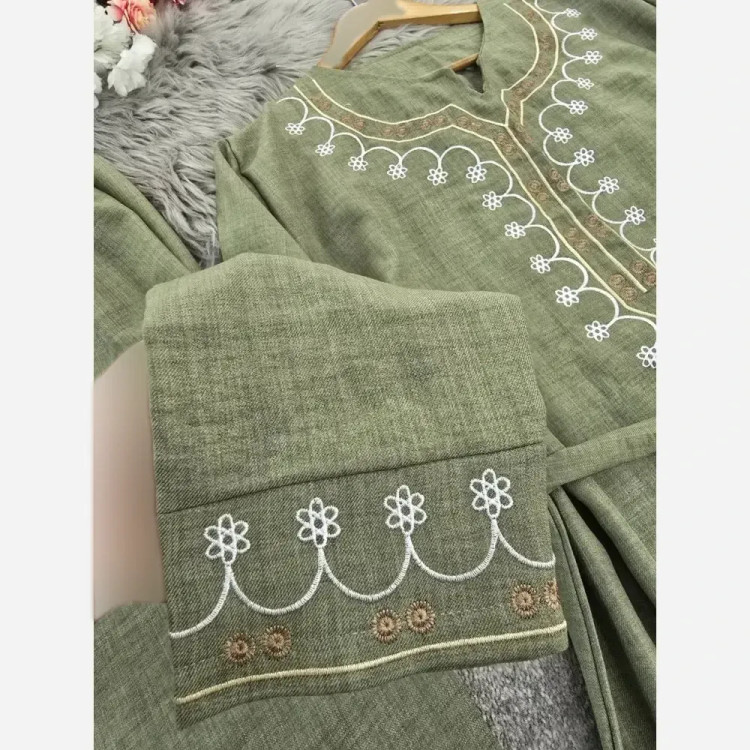 ست تونیک شلوار گلدوزی شده شانتون فری سایز