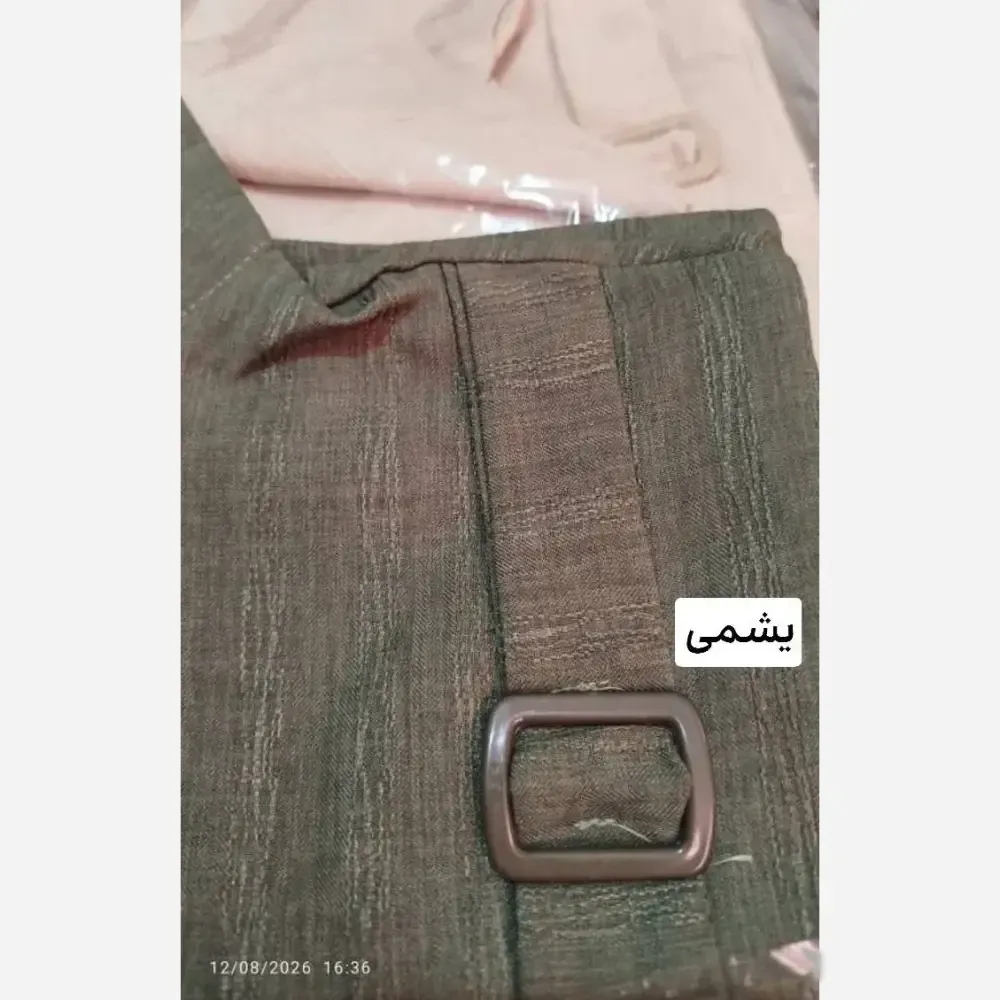 مانتو کاملیا فری سایز جنس شانتون طرح درختی رنگ یشمی و پنککی