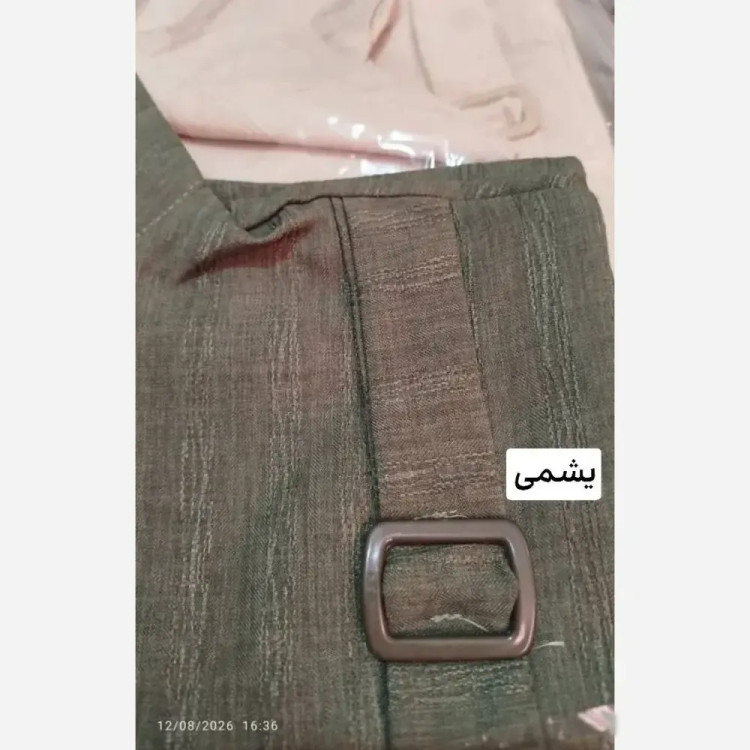 مانتو کاملیا فری سایز جنس شانتون طرح درختی رنگ یشمی و پنککی