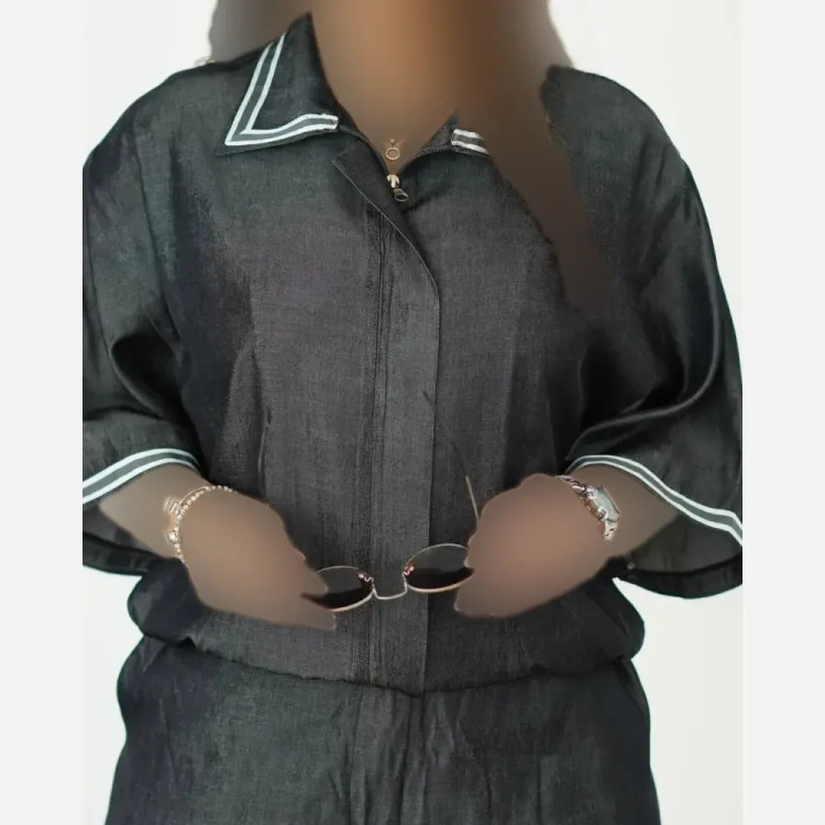 ماکسی لمه وارداتی چاکدار با کمربند سایز بزرگ