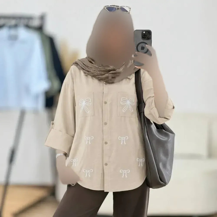 شومیز مانتویی گلدوزی شده کرسپو بارانا جیب دار