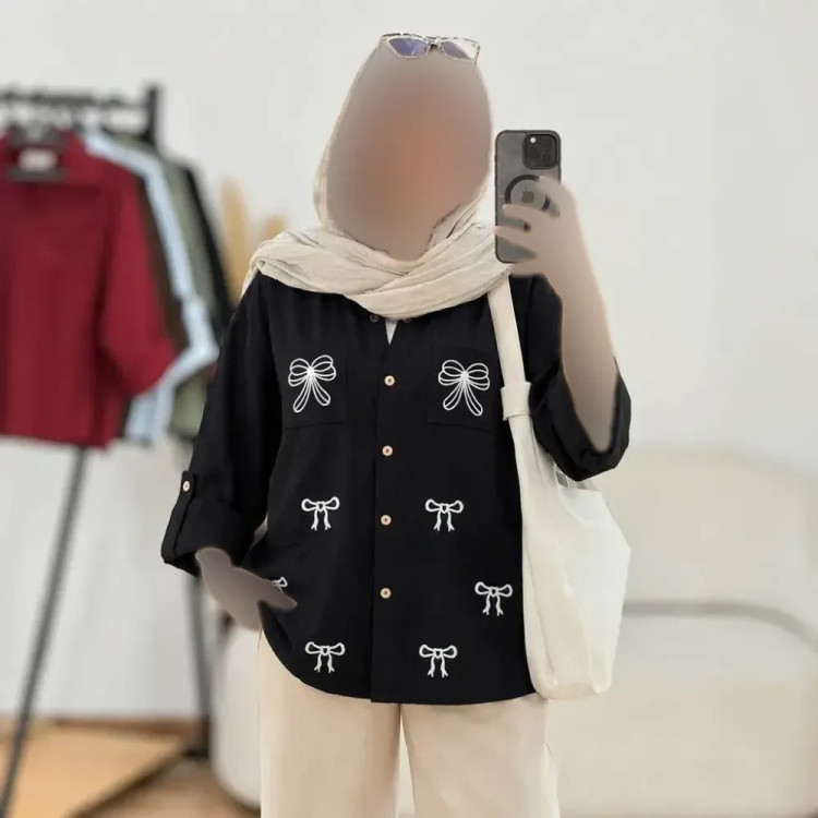 شومیز مانتویی گلدوزی شده کرسپو بارانا جیب دار