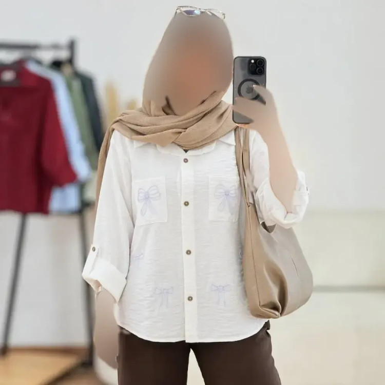 شومیز مانتویی گلدوزی شده کرسپو بارانا جیب دار