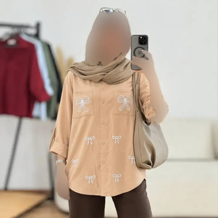 شومیز مانتویی گلدوزی شده کرسپو بارانا جیب دار