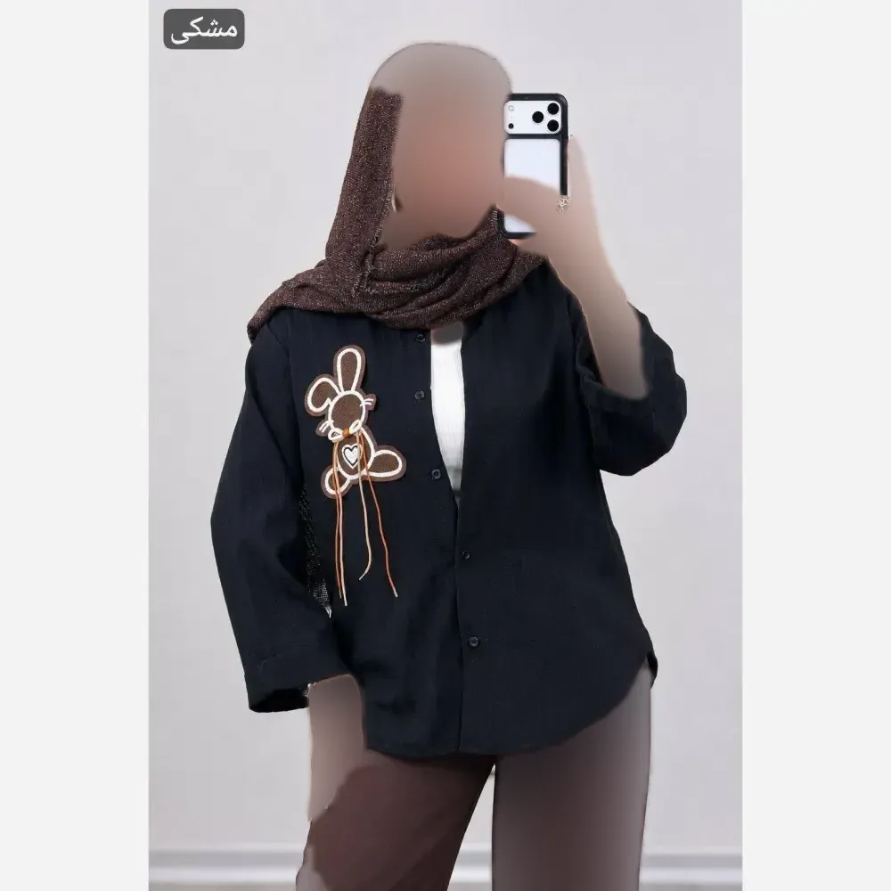 شومیز خرگوشی شانتون مشکی فری سایز 38 تا 46