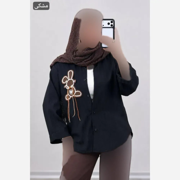 شومیز خرگوشی شانتون مشکی فری سایز 38 تا 46