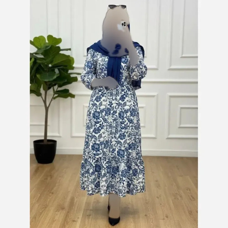 پیراهن ساحلی گلدار بوگاتی اعلاء فری سایز بنددار یقه قابل تنظیم بدون آبرفت و رنگدهی