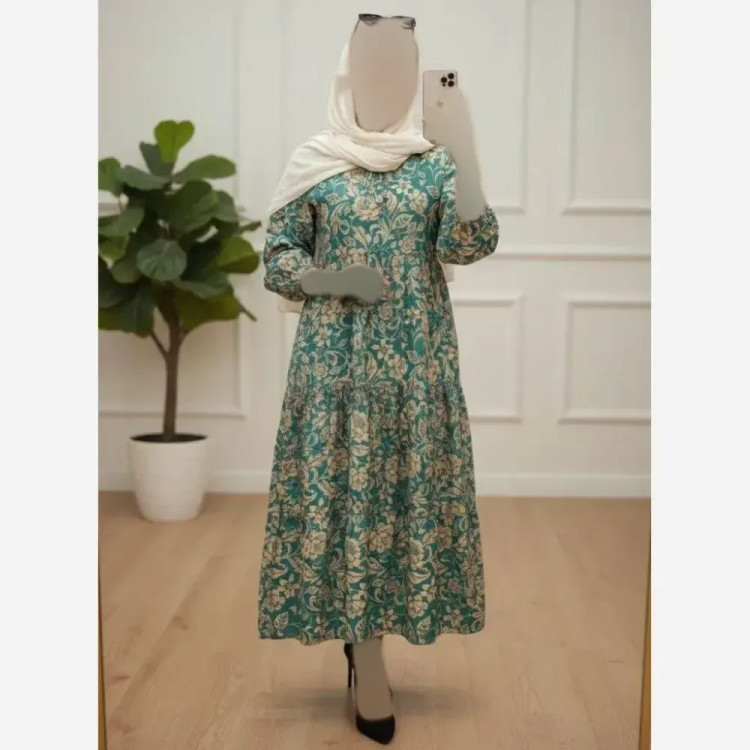 پیراهن ساحلی گلدار بوگاتی اعلاء فری سایز بنددار یقه قابل تنظیم بدون آبرفت و رنگدهی