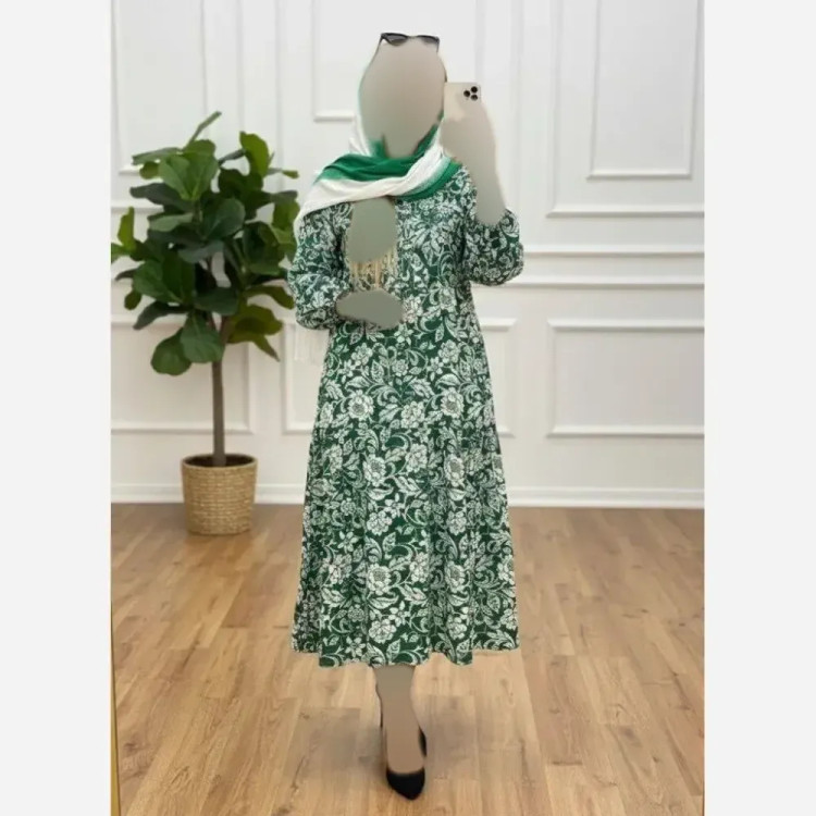 پیراهن ساحلی گلدار بوگاتی اعلاء فری سایز بنددار یقه قابل تنظیم بدون آبرفت و رنگدهی