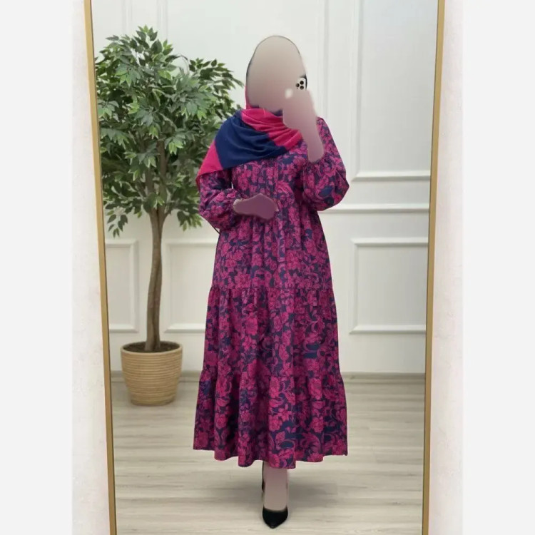 پیراهن ساحلی گلدار بوگاتی اعلاء فری سایز بنددار یقه قابل تنظیم بدون آبرفت و رنگدهی