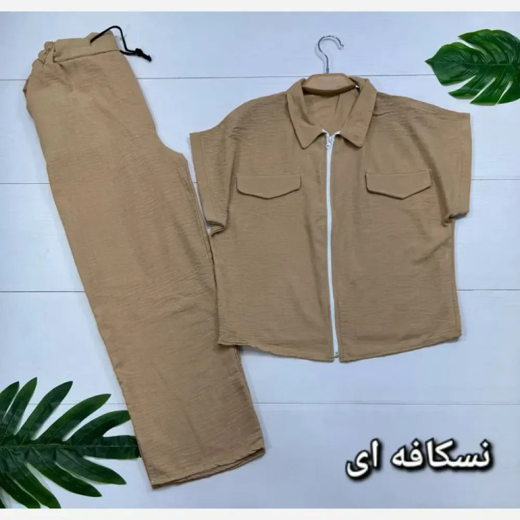ست کت بامبر و شلوار لنین زنانه فری سایز