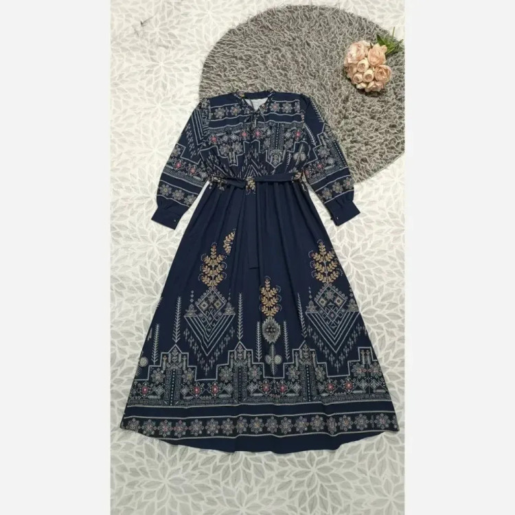 پیراهن سنتی یقه چین دار بوگاتی اعلاء فری سایز قد 140