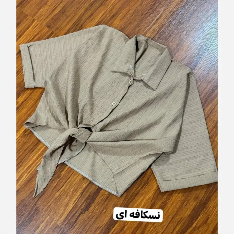 شومیز باکسی گره ای مراکشی راه راه فری سایز