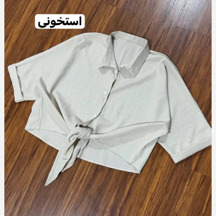 شومیز باکسی گره ای مراکشی راه راه فری سایز