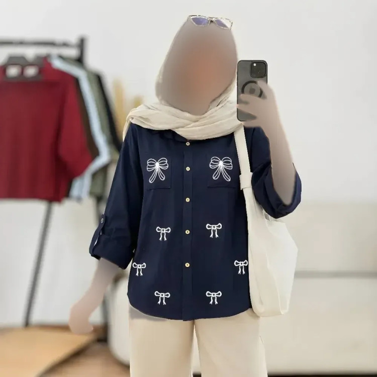 شومیز مانتویی گلدوزی شده کرسپو بارانا جیب دار