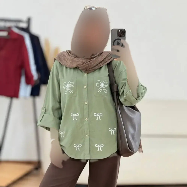 شومیز مانتویی گلدوزی شده کرسپو بارانا جیب دار