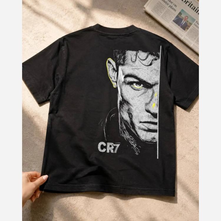 تیشرت پنبه لاکرا طرح رونالدو CR7 اورسایز بچگانه