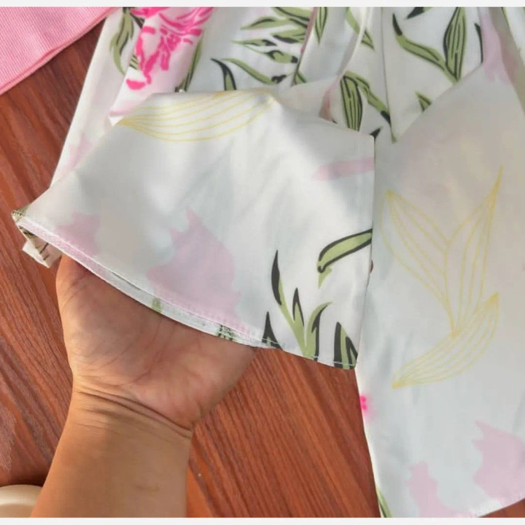 ست تابستانه دخترانه کراپ تاپ و شلوار بوگاتی سایز 2 تا 8 سال